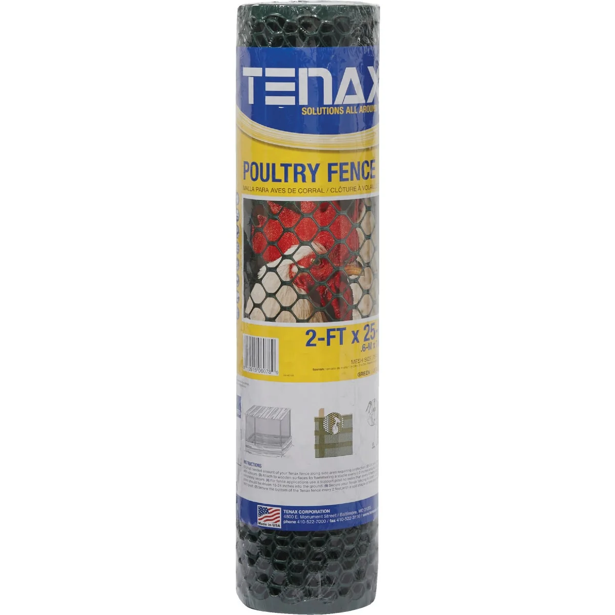 Specialty Tenax 3 4 In. x 2 Ft. H. x 25 Ft. L. Hexagonal Plastic Poultry Netting Fence Green World-Class
