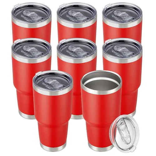Reusable 30 oz Tumbler with Lid Stainless Steel Tumblers Bulk 8 Count Artisan
