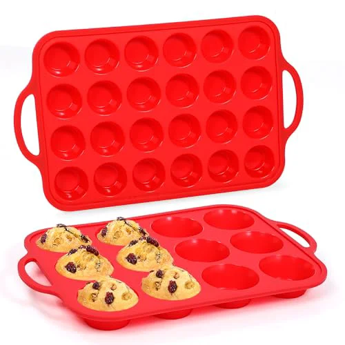 Smooth Silicone Muffin Pans for Baking 2 Count World-Class