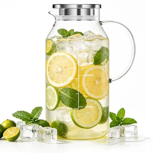 Breathable Glass Pitcher with Lid and Handle Flexible