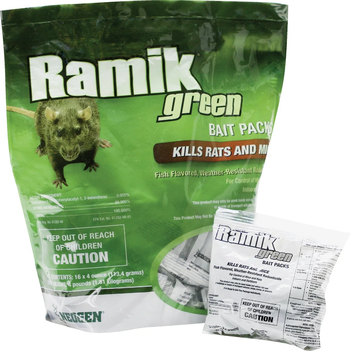 Powerful Ramik Green Pellet Bait Pack Rat And Mouse Poison 16-Pack Advanced