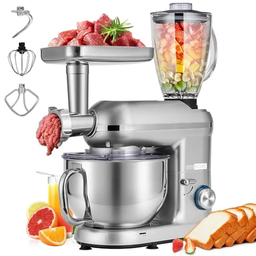 Original Design 3-in-1 Stand Mixer 6-Quart Tilt-Head Mixer 10 Speeds Silver Advanced