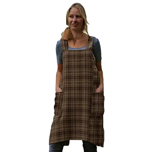 User-Friendly Women’s Pinafore Square Apron Baking Cooking Gardening Works Cross Back Cotton High-End
