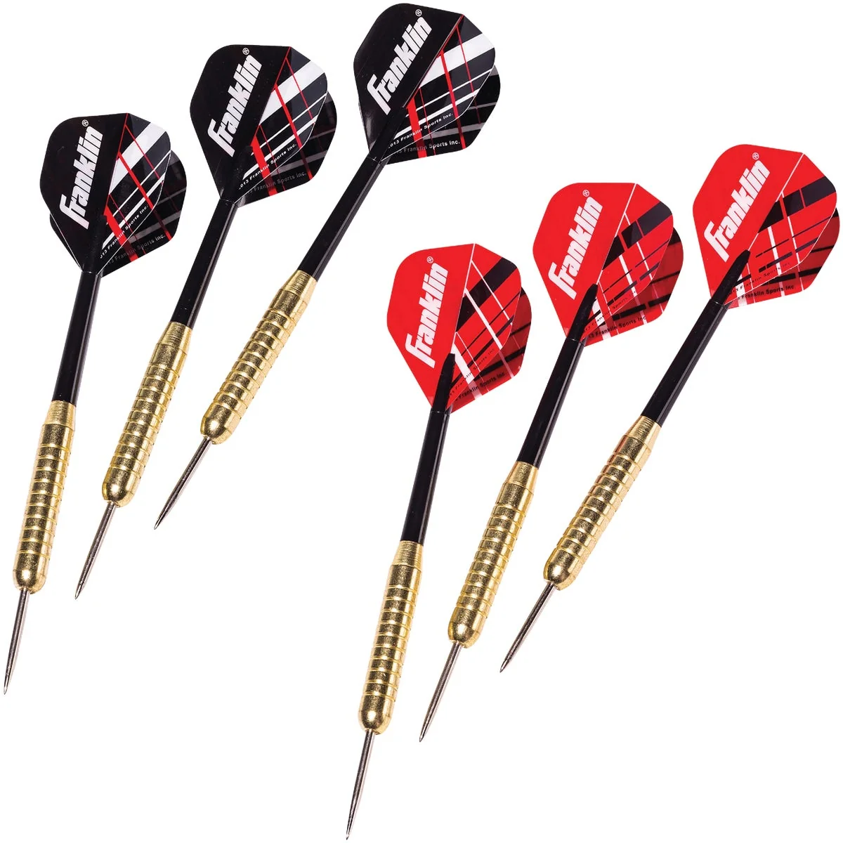 Professional Franklin Brass-Coated Steel 18 Gm. Steel Tip Dart Set 6-Pack Casual