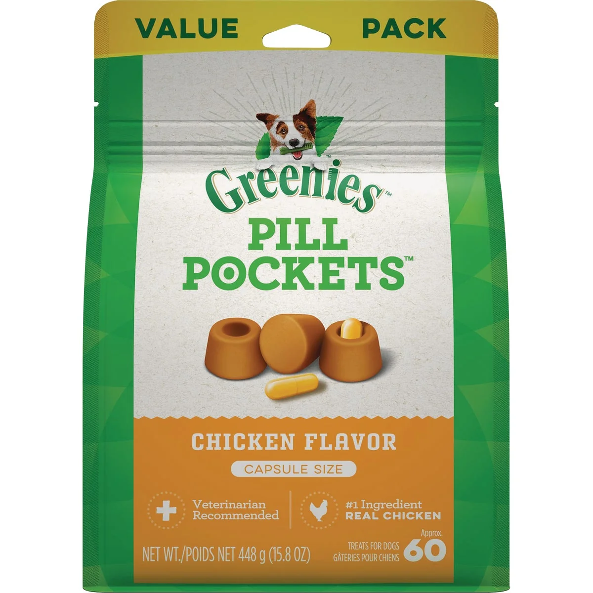 Original Design Greenies Capsule Pill Pockets Chicken Flavor Chewy Dog Treat 60-Pack High-Quality