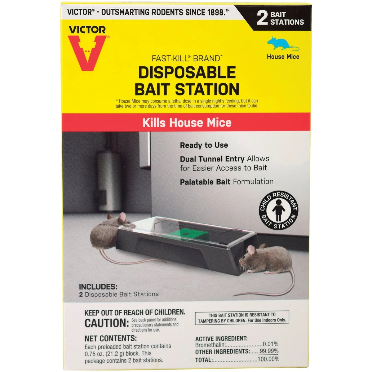Prestigious Victor Fast-Kill Disposable Mouse Bait Station 2-Pack Quality
