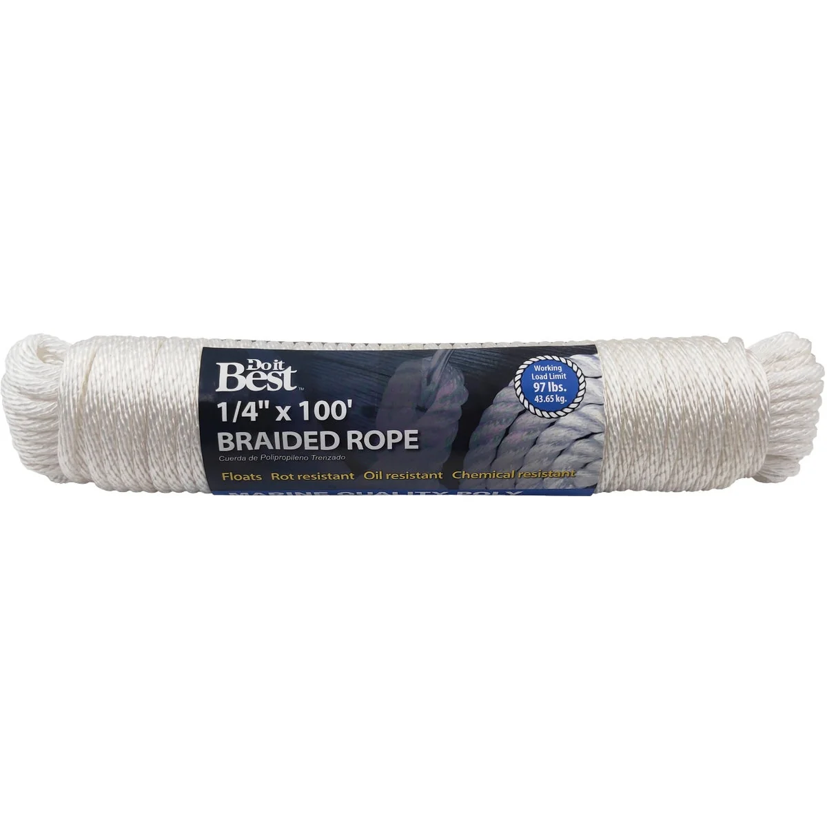 Smart Do it 1 4 In. x 100 Ft. White Solid Braided Polypropylene Packaged Rope Elite