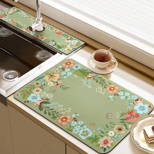 Premium Material 24.5 x 15.5 Dish Drying Mat 24 x 5.5 Sink Splash Guard Convenient