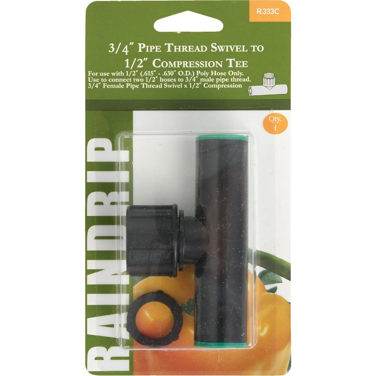 Fashionable Raindrip 3 4 In. Female Pipe Thread x 1 2 In. Compression Swivel Tee Outstanding