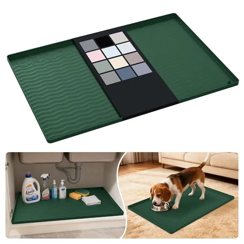 Expertly Made Waterproof Silicone Under Sink Mat 28” x 19” Shelf Liner for Kitchen and Bathroom Luxury