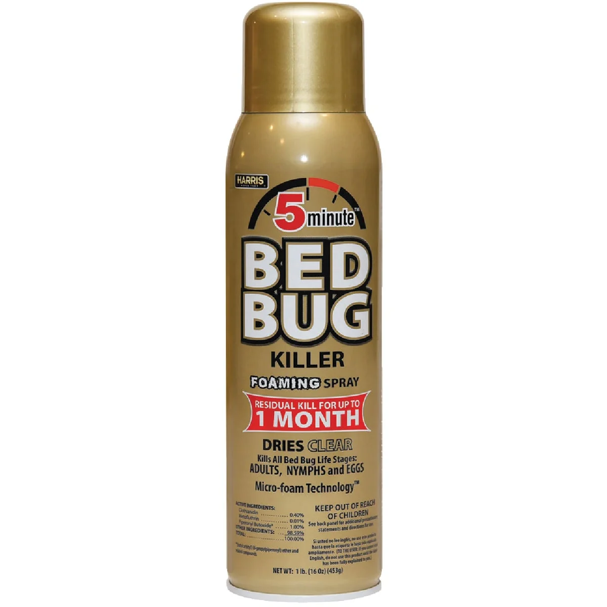 Eco-Friendly Harris BedBug Gold 16 Oz. Aerosol Foam Spray 5 Minute Bedbug Killer First-Class