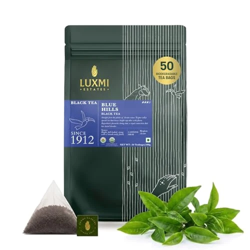 Long-Lasting Estates Blue Hills Organic CTC Assam Black Tea 50 Count Recyclable