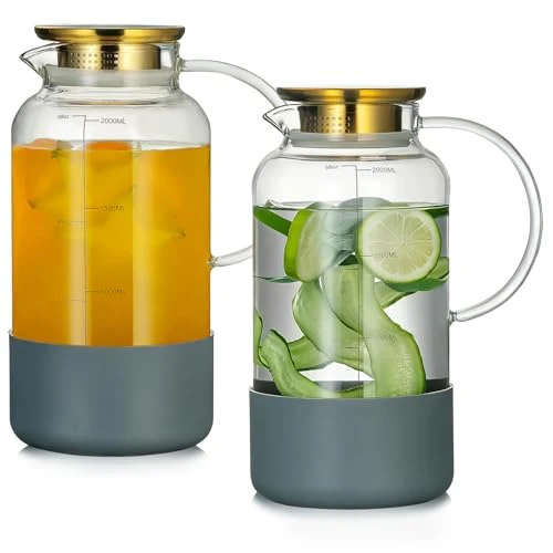 Healthy Glass Pitcher with Lid 2 Count Top-Quality