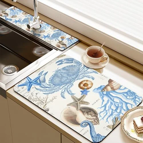 Breathable 24.5 x 15.5 Dish Drying Mat 24 x 5.5 Sink Splash Guard Artisan
