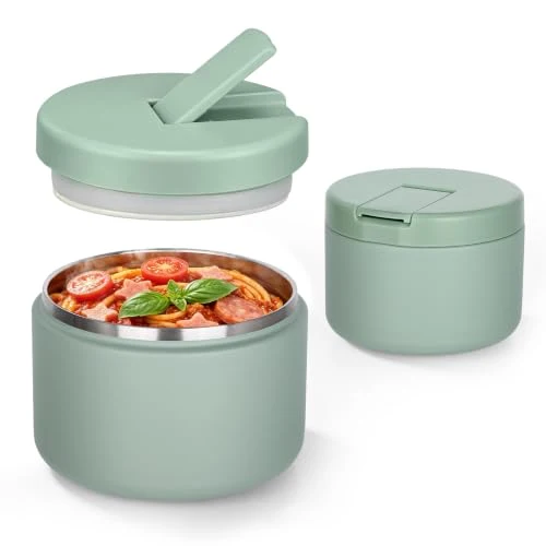 Contemporary 12oz Insulated Vacuum Food Jar with Buckle Lid Wide Mouth Soup Thermo for Hot Food Kids Leakproof Stainless Steel Lunch Container Elegant