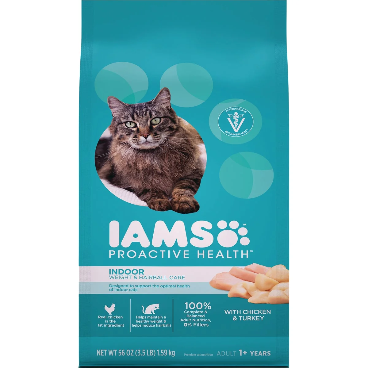 Modern Iams Proactive Health Weight Hairball Care 3.5 Lb. Chicken Turkey Flavor Adult Dry Cat Food Luxury