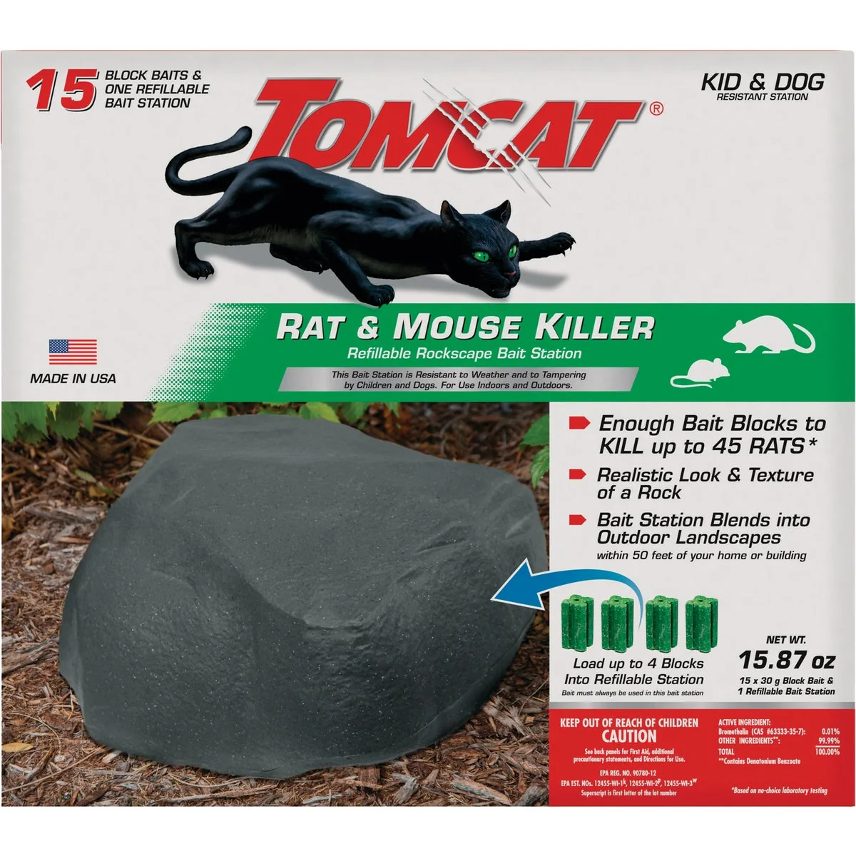 Environmentally Friendly Tomcat Rockscape Refillable Bait Station – 1 Station 15 Block Baits Sophisticated