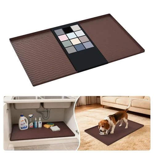 Functional Waterproof Silicone Under Sink Mat 34” x 22” Shelf Liner for Kitchen and Bathroom Detailed