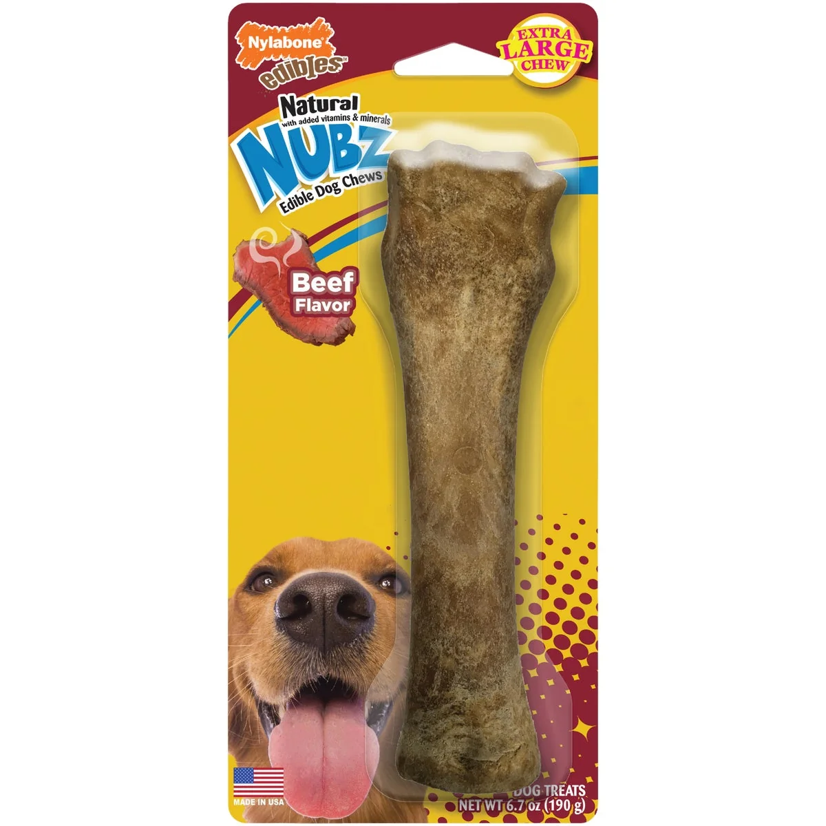 Contemporary Nylabone Edibles Natural Nubz 6.7 Oz. Beef Flavor Extra Large Chew Bone Outstanding