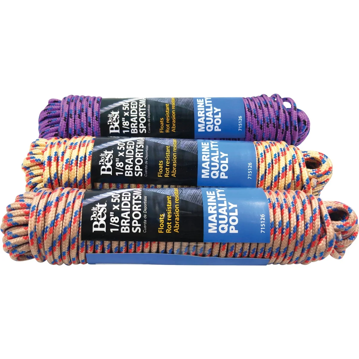 Original Do it 1 8 In. x 50 Ft. Assorted Colors Braided Sportsman Polypropylene Packaged Rope Crafted
