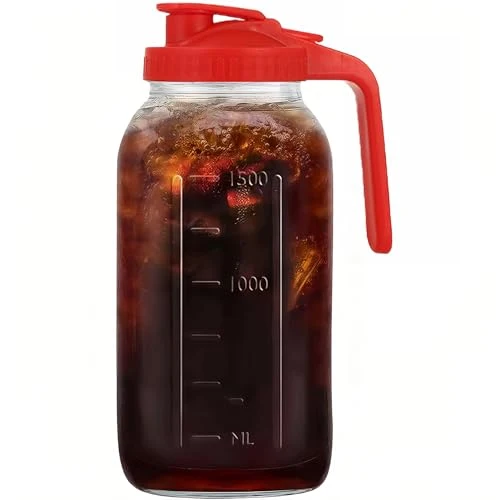 Sustainable 64oz 2 quart Glass Pitcher with Lid Mason Jar Pitcher Glass Container High-Quality