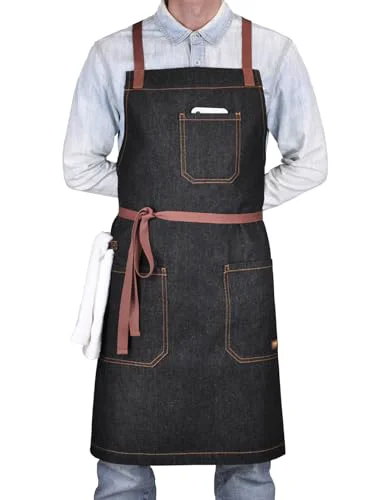 Exceptional Mens Womens Cooking Apron with Cross Back Straps Convenient