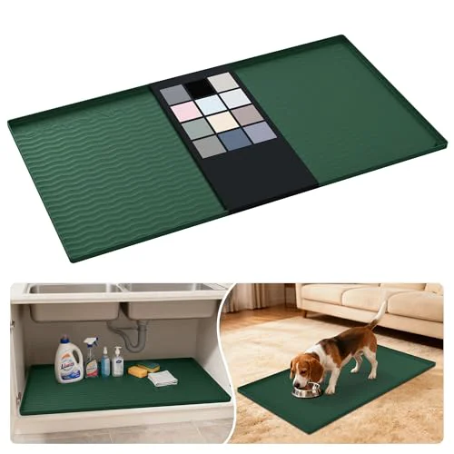 Excellent Waterproof Silicone Under Sink Mat 40” x 22” Shelf Liner for Kitchen and Bathroom Lightweight