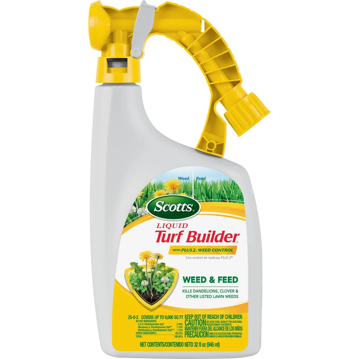 Soft Scotts Turf Builder 32 Oz. Liquid 6000 Sq. Ft. 25-0-2 Lawn Fertilizer with Plus 2 Weed Killer Casual