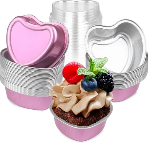 Expertly Made Mini Heart Shaped Cake Pans 3.5oz Aluminum Foil Heart Cake Pan with Lids Innovative