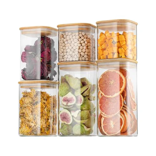 Innovative 22oz 37oz 50oz Square Glass Storage Containers with Lids 6-Pack 6 Count Genuine