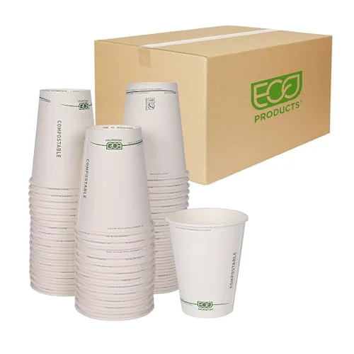 Premium GreenStripe Disposable Paper Hot Cups 1000 Count Clean