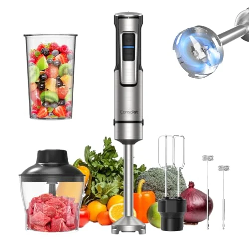 Superior 5-in-1 Immersion Blender Handheld Max 1100W 21-Speed Turbo Mode Artisan