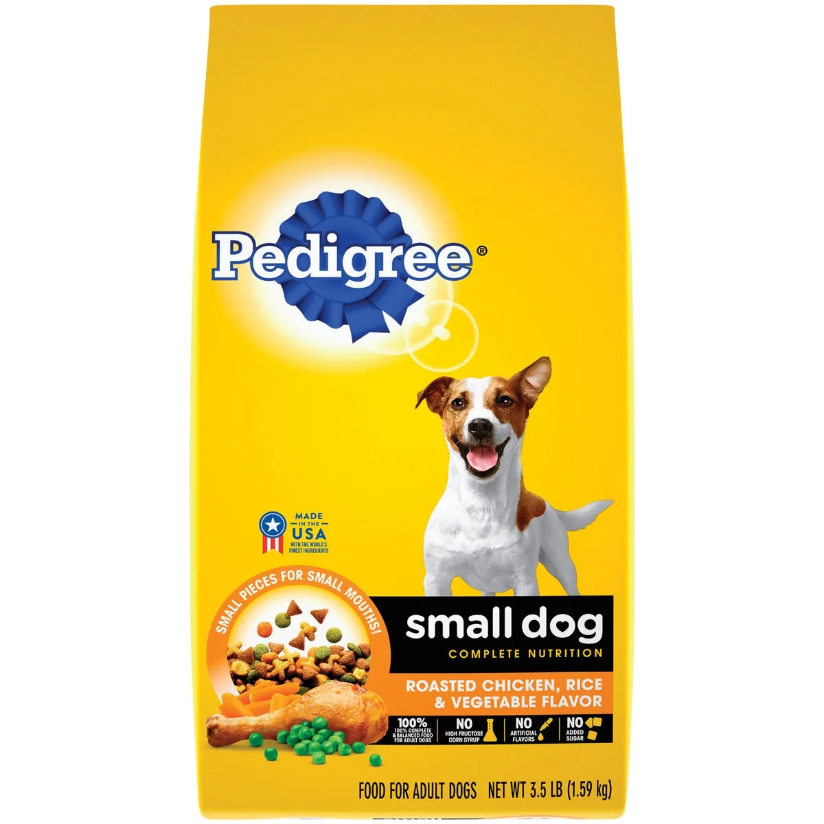 High-Quality Pedigree Small Dog Complete Nutrition 3.5 Lb. Roasted Chicken Rice Vegetable Adult Dry Dog Food Genuine
