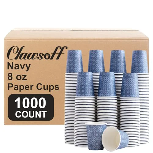 Dependable 1000 Pack Paper Cups 8 oz Bulk Disposable Coffee Cups Navy Floral 1000 Count Official