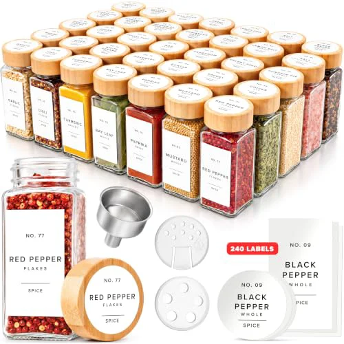 Comfortable Glass Spice Jars with Label 36 Count Specialty