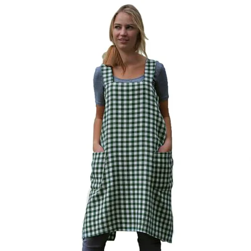 Fine Women’s Pinafore Square Apron Baking Cooking Gardening Works Cross Back Cotton Efficient