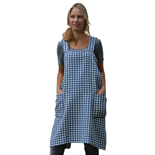 Outstanding Women’s Pinafore Square Apron Baking Cooking Gardening Works Cross Back Cotton Sophisticated