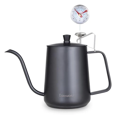 Proven Gooseneck Pour Over Coffee Kettle 30 fl oz with Thermometer Stainless Steel Hand Drip Coffee Pot With Long Narrow Spout Unique