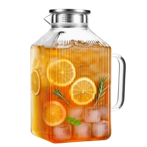 Classic 1 Gallon Thickened Square Glass Pitcher with Lid Quality