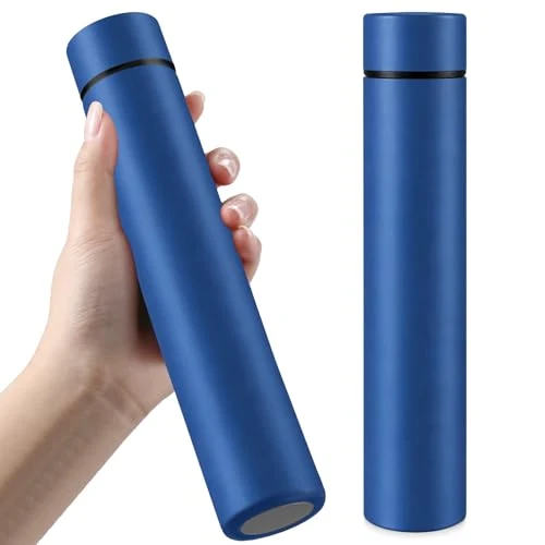 High-Performance 2 Pack Dark Blue Slim Stainless Steel Water Bottle 8.8 oz 2 Count Practical