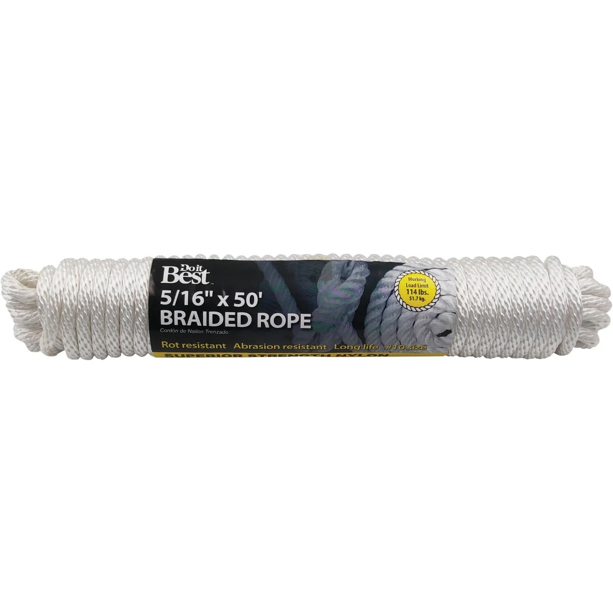 Fast Do it 5 16 In. x 50 Ft. White Braided Nylon Packaged Rope Green