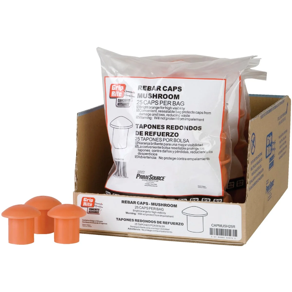 High-End Grip-Rite Orange Rebar Cap 25-Pack Top-Quality