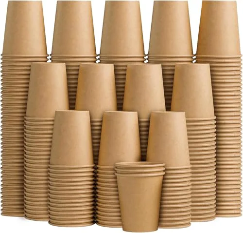 Smooth 400 Pack 8 oz Paper Cups Brown Kraft Disposable Hot Coffee Cups 400 Count Selected