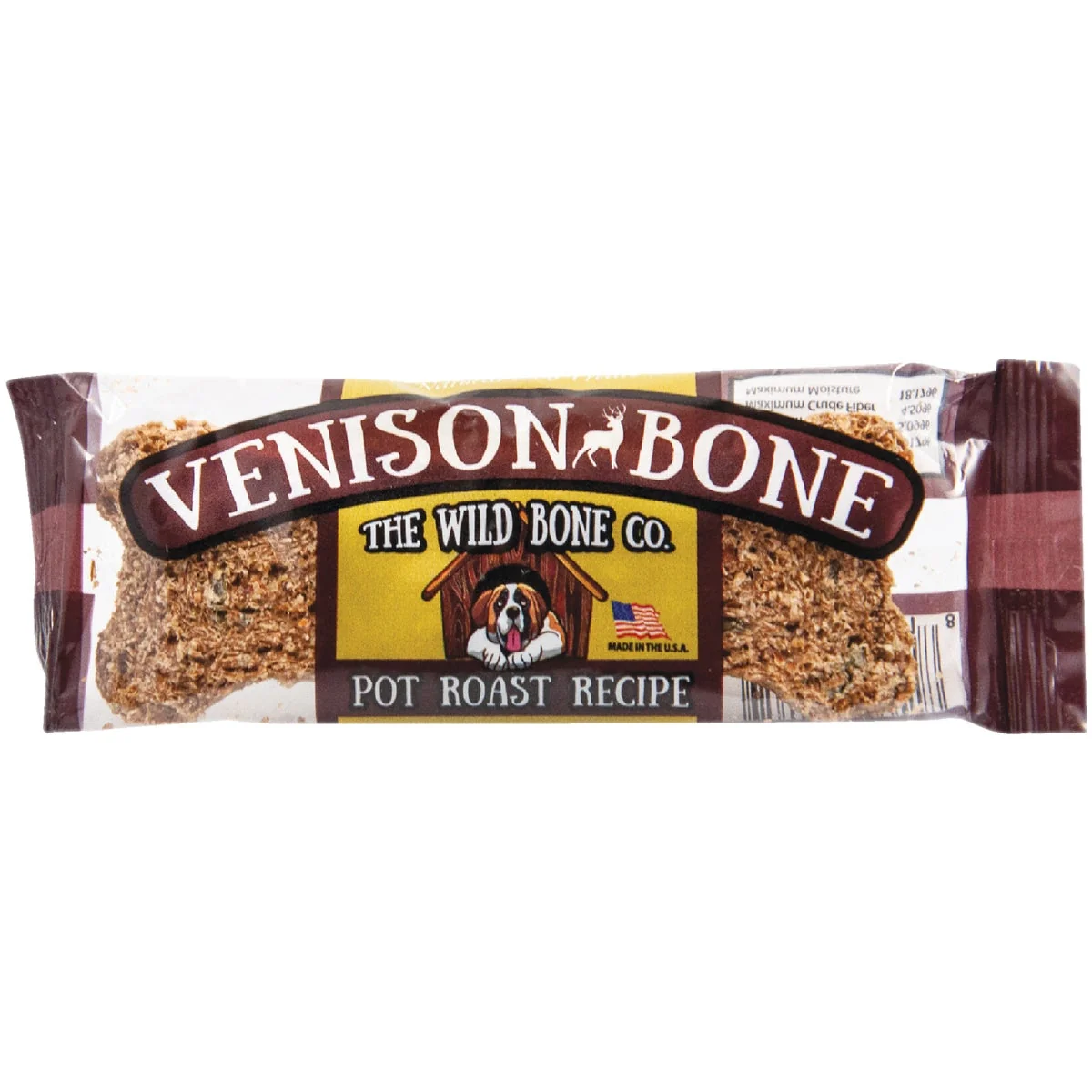 Classic The Wild Bone Company Venison Bone Pot Roast Jerky Dog Treat 1 Oz. Long-Lasting