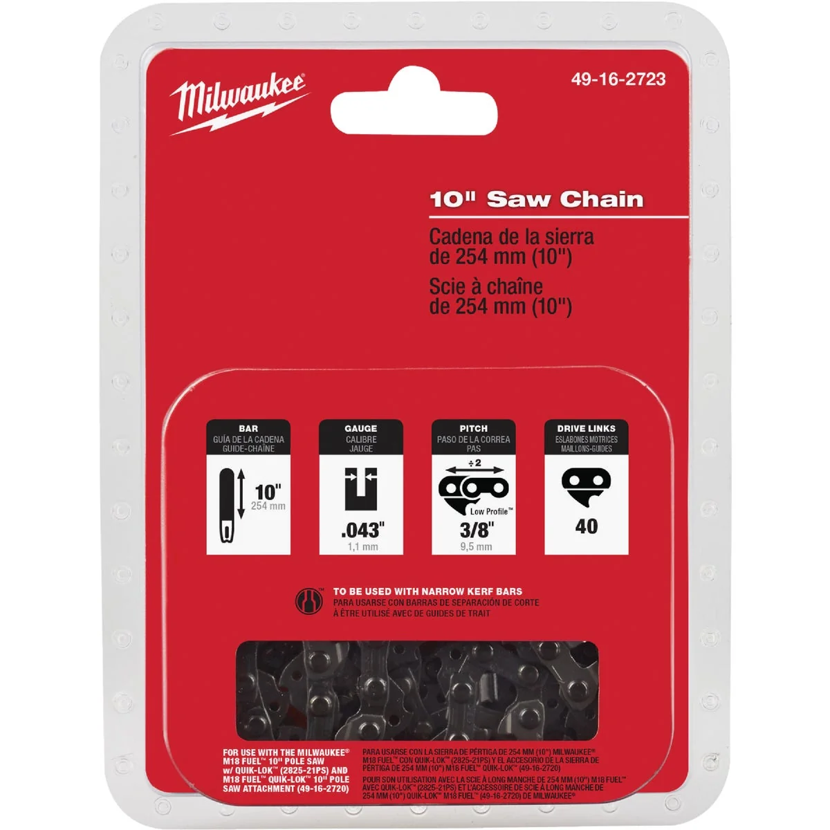Original Milwaukee 10 In. Pole Saw Chain Dependable