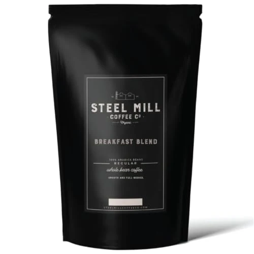 Smooth Breakfast Blend Medium Roast Whole Bean Coffee 12 Ounce Long-Lasting