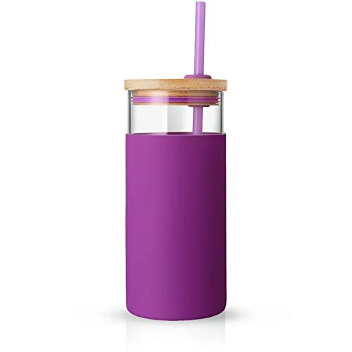 Top-Quality 20 oz Glass Tumbler with Lids and Straws Casual