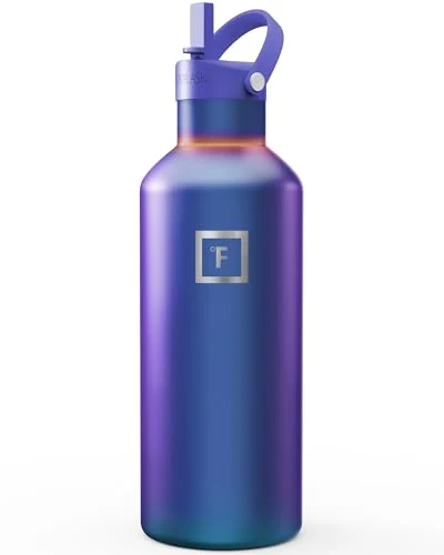 Organic 32 oz Narrow Mouth Water Bottle with Straw Enhanced