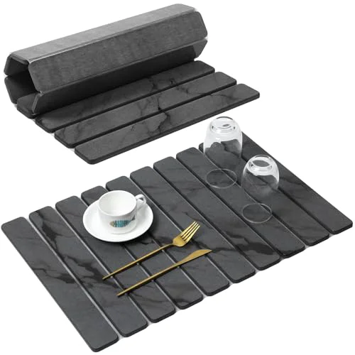 Practical Large Stone Dish Drying Mat for Kitchen Counter 24 Sq Ft Minimalist