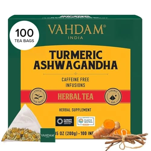 Versatile Turmeric Ashwagandha Herbal Tea Bags 100 Count Consistent